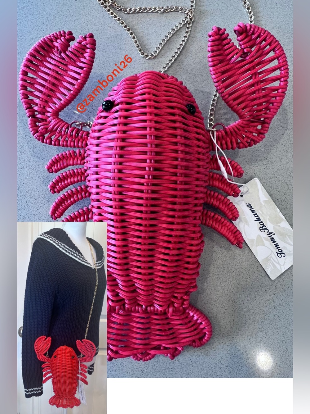 NWT Tommy Bahama Viral Red Lobster Woven Wicker Crossbody Clutch Purse